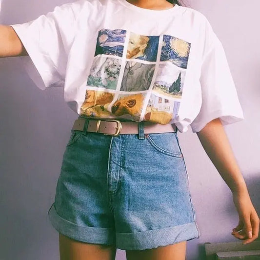 Vintage Fashion Aesthetic White T-Shirt 90s Cute Art Tee Hipster Grunge Top -  Streetsharks