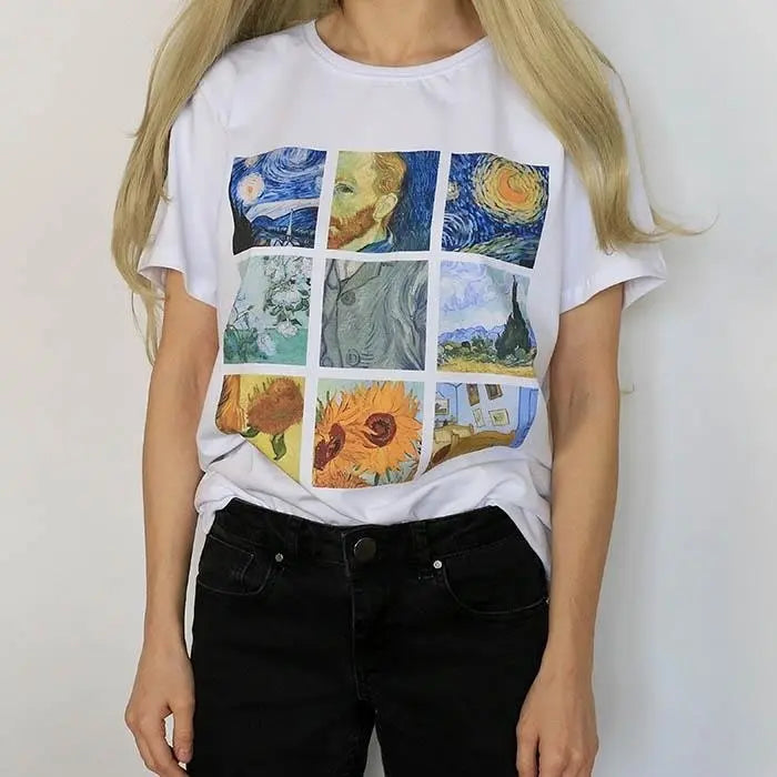 Vintage Fashion Aesthetic White T-Shirt 90s Cute Art Tee Hipster Grunge Top Streetsharks