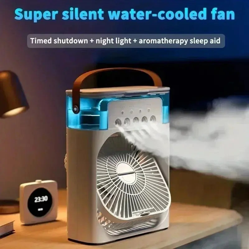 Water Mist Electric Fan Air Humidifier LED Night Light Suitable for Families Portable Air Conditioner Triple Cooler Cooling Home - Streetsharks