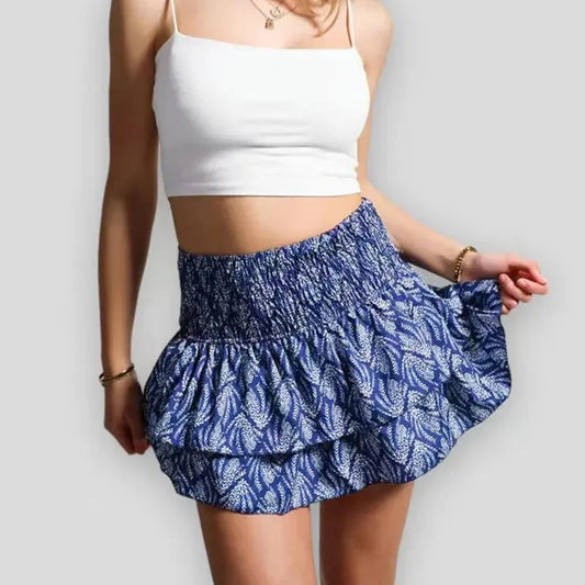 We.Fine Summer New Women'S Fashion Floral Short Skirt Pleated Skirt Half Skirt Ruffled Edge Printed Skirt Streetsharks