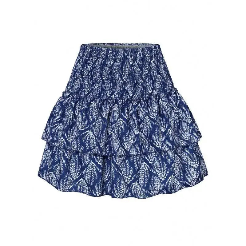 We.Fine Summer New Women'S Fashion Floral Short Skirt Pleated Skirt Half Skirt Ruffled Edge Printed Skirt -  Streetsharks