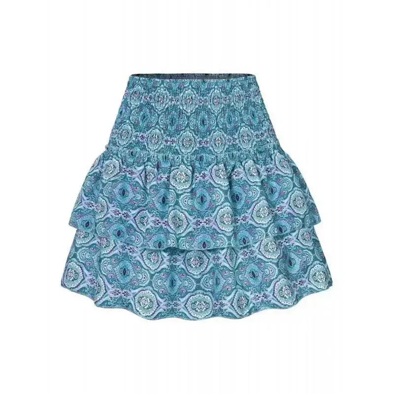 We.Fine Summer New Women'S Fashion Floral Short Skirt Pleated Skirt Half Skirt Ruffled Edge Printed Skirt -  Streetsharks