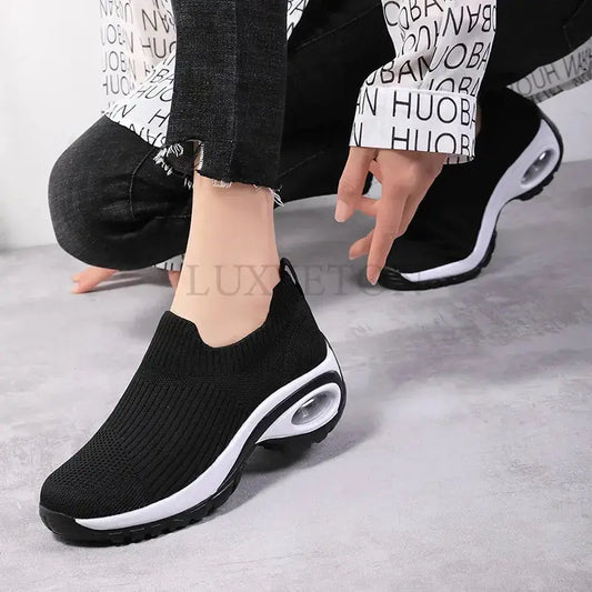 Wedge Platform Sneakers Women New Fashion Casual Sport Shoes Ladies Air Cushion Running Mesh Breathable Women Vulcanized Shoes Streetsharks