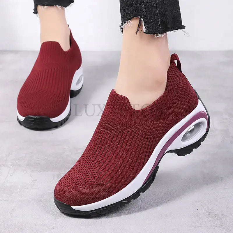 Wedge Platform Sneakers Women New Fashion Casual Sport Shoes Ladies Air Cushion Running Mesh Breathable Women Vulcanized Shoes Streetsharks