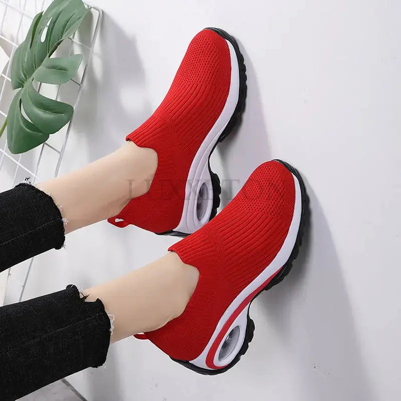 Wedge Platform Sneakers Women New Fashion Casual Sport Shoes Ladies Air Cushion Running Mesh Breathable Women Vulcanized Shoes Streetsharks