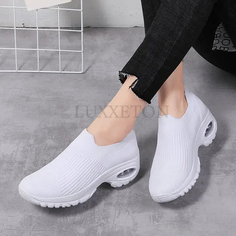 Wedge Platform Sneakers Women New Fashion Casual Sport Shoes Ladies Air Cushion Running Mesh Breathable Women Vulcanized Shoes Streetsharks