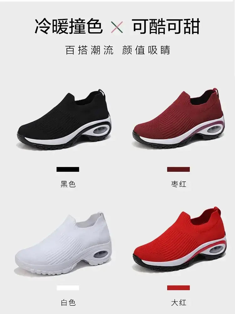 Wedge Platform Sneakers Women New Fashion Casual Sport Shoes Ladies Air Cushion Running Mesh Breathable Women Vulcanized Shoes Streetsharks