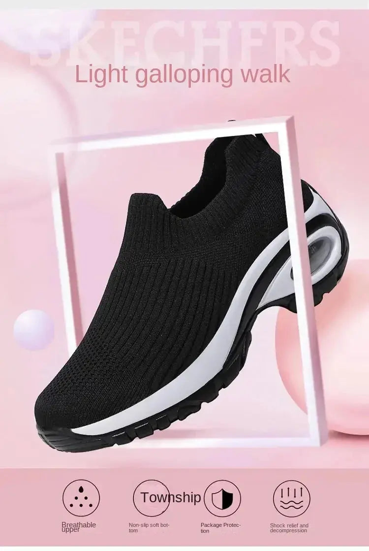 Wedge Platform Sneakers Women New Fashion Casual Sport Shoes Ladies Air Cushion Running Mesh Breathable Women Vulcanized Shoes Streetsharks