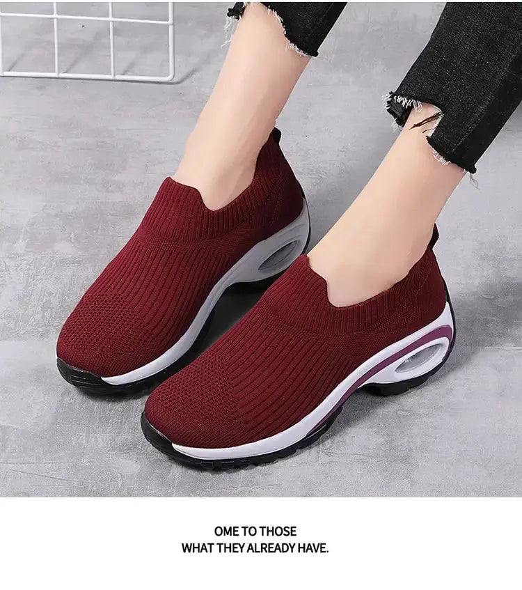 Wedge Platform Sneakers Women New Fashion Casual Sport Shoes Ladies Air Cushion Running Mesh Breathable Women Vulcanized Shoes Streetsharks