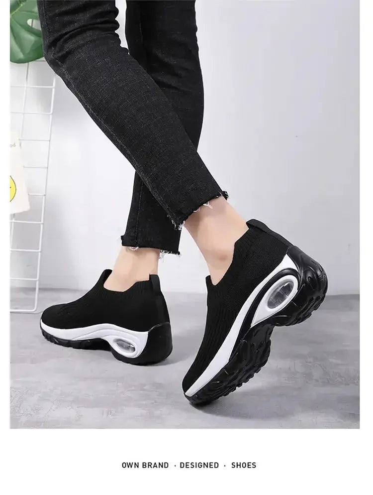 Wedge Platform Sneakers Women New Fashion Casual Sport Shoes Ladies Air Cushion Running Mesh Breathable Women Vulcanized Shoes Streetsharks