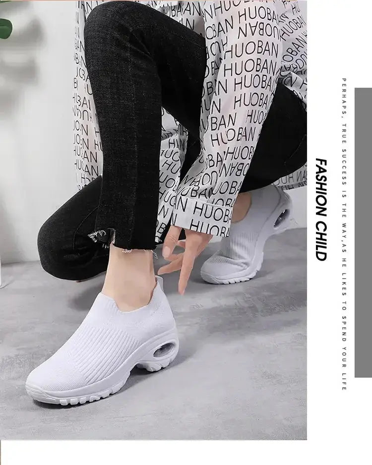 Wedge Platform Sneakers Women New Fashion Casual Sport Shoes Ladies Air Cushion Running Mesh Breathable Women Vulcanized Shoes Streetsharks