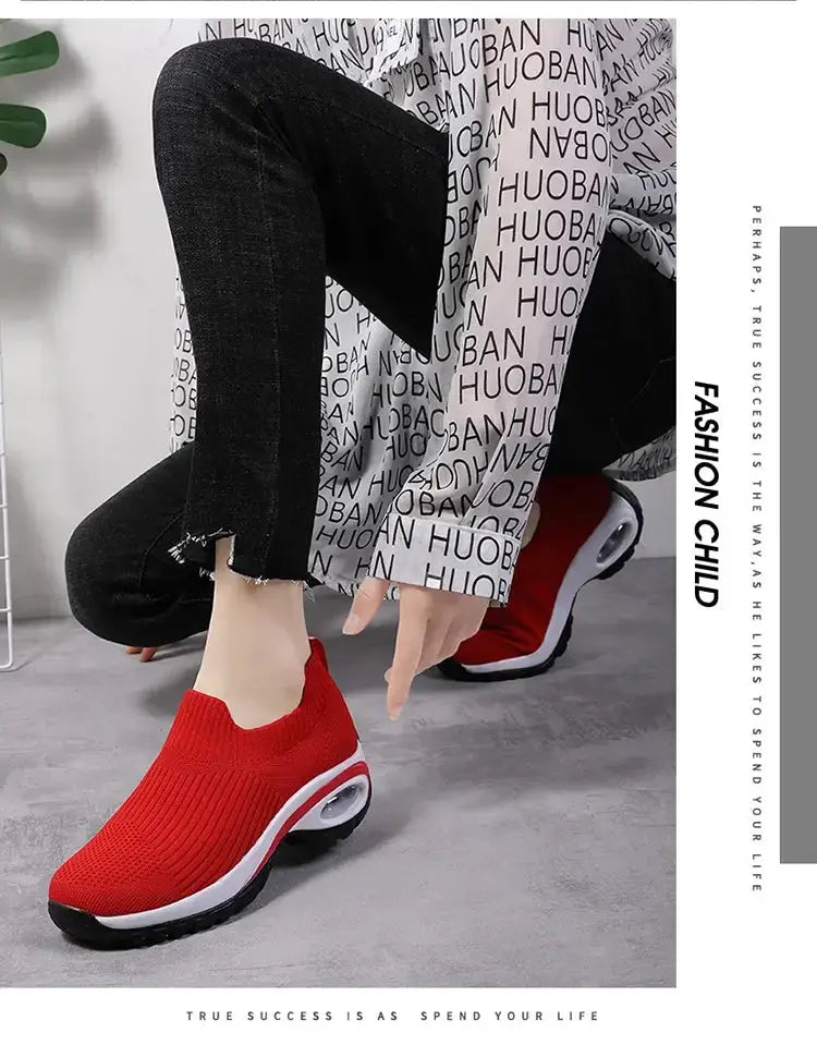 Wedge Platform Sneakers Women New Fashion Casual Sport Shoes Ladies Air Cushion Running Mesh Breathable Women Vulcanized Shoes Streetsharks