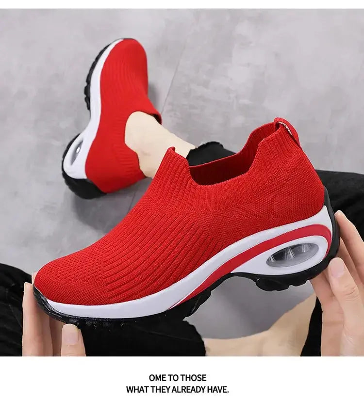 Wedge Platform Sneakers Women New Fashion Casual Sport Shoes Ladies Air Cushion Running Mesh Breathable Women Vulcanized Shoes Streetsharks