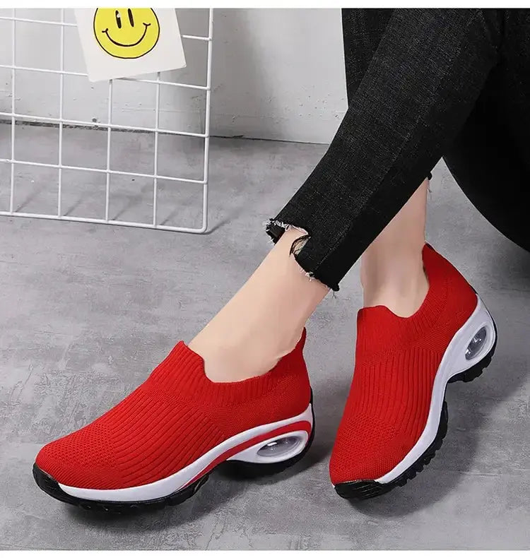 Wedge Platform Sneakers Women New Fashion Casual Sport Shoes Ladies Air Cushion Running Mesh Breathable Women Vulcanized Shoes Streetsharks