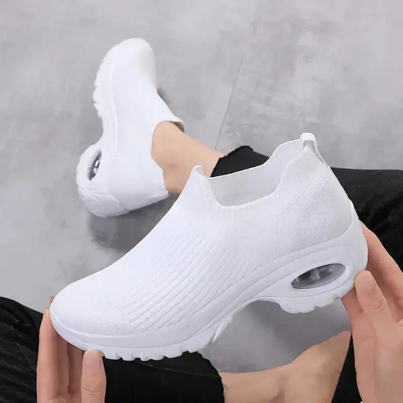 Wedge Platform Sneakers Women New Fashion Casual Sport Shoes Ladies Air Cushion Running Mesh Breathable Women Vulcanized Shoes Streetsharks