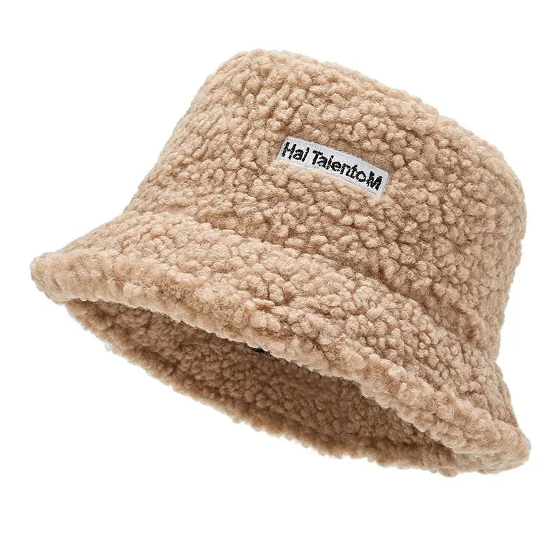 Winter Warm Bucket Hats Lamb Wool Faux Fur Caps Unisex Streetsharks