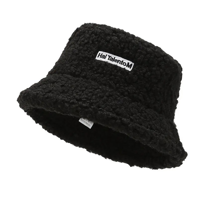 Winter Warm Bucket Hats Lamb Wool Faux Fur Caps Unisex Streetsharks