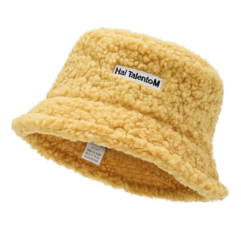 Winter Warm Bucket Hats Lamb Wool Faux Fur Caps Unisex Streetsharks