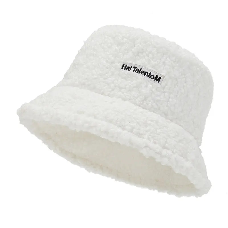 Winter Warm Bucket Hats Lamb Wool Faux Fur Caps Unisex Streetsharks