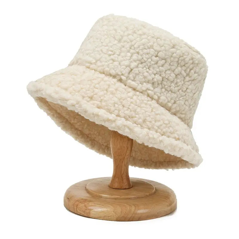 Winter Warm Bucket Hats Lamb Wool Faux Fur Caps Unisex Streetsharks