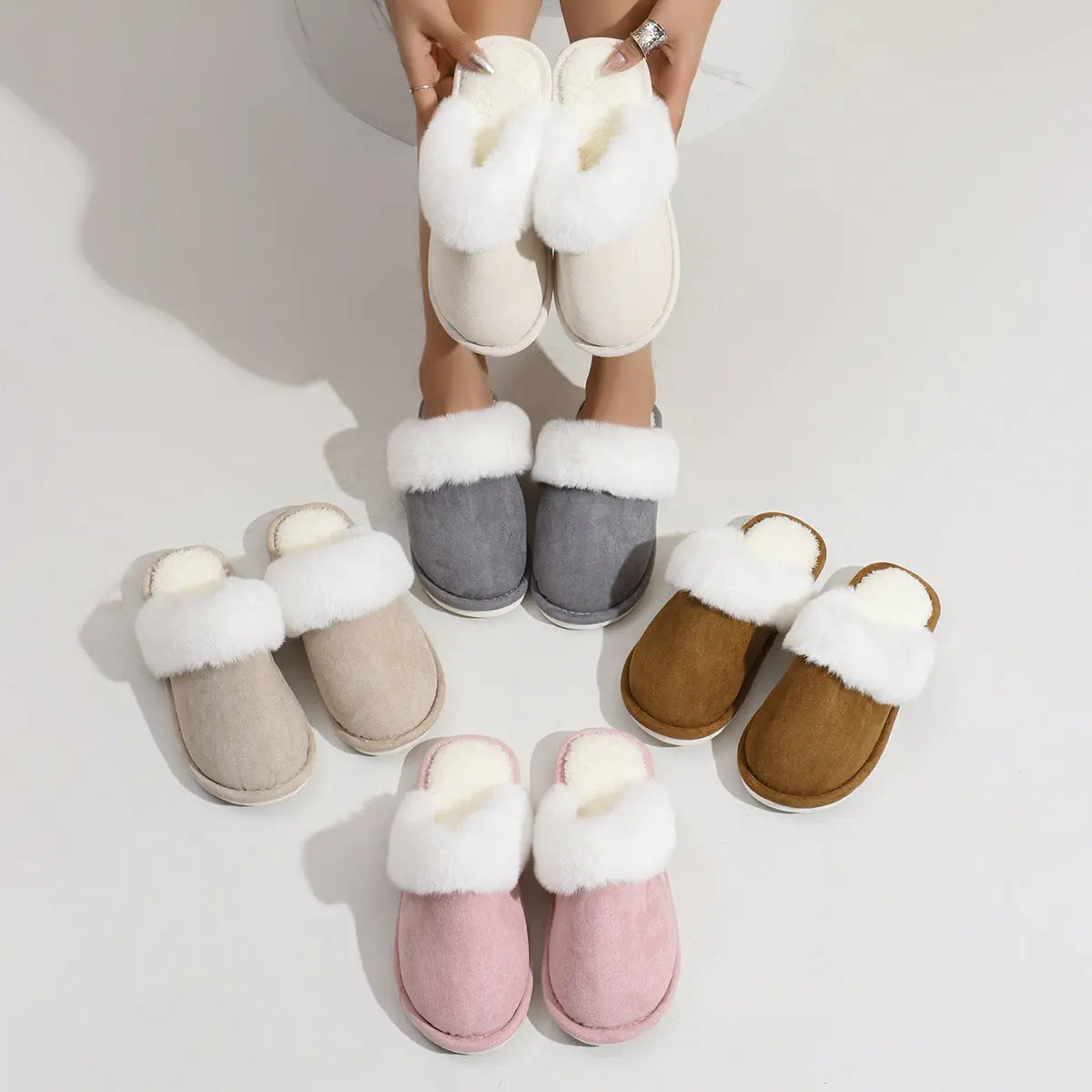 Winter Warm Plush Slippers Home Indoor Non-slip Bedroom Floor Soft Fuzzy Slipper For Couple Fashion Solid House Shoes StreetSharks