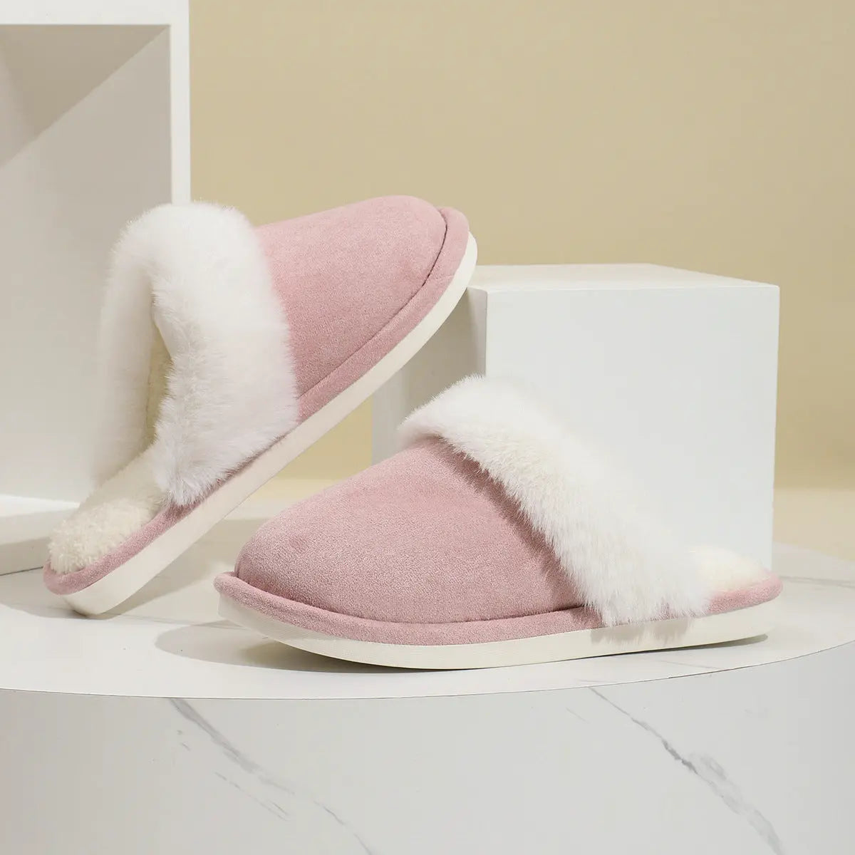 Winter Warm Plush Slippers Home Indoor Non-slip Bedroom Floor Soft Fuzzy Slipper For Couple Fashion Solid House Shoes StreetSharks