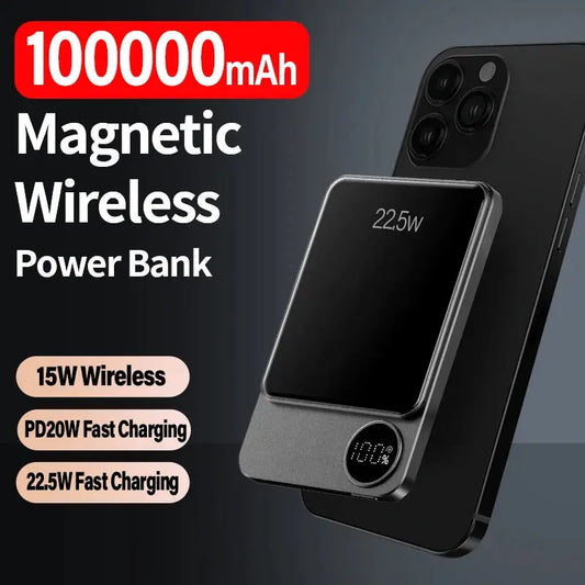 Wireless Power Bank Magnetic 100000mAh Portable Powerbank Fast Charger For iPhone Xiaomi Samsung For All Magnetic Series Phone Streetsharks