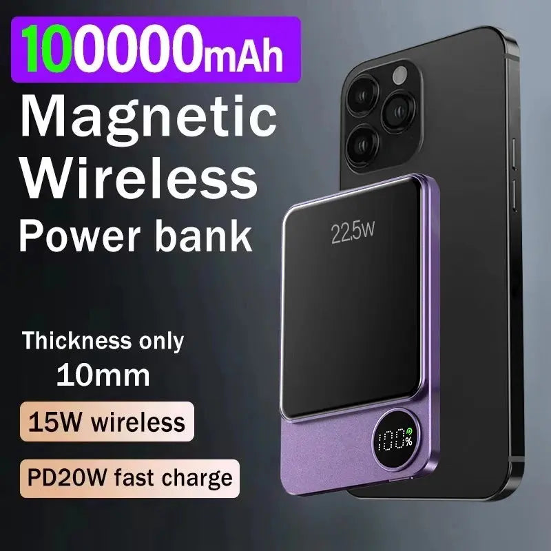 Wireless Power Bank Magnetic 100000mAh Portable Powerbank Fast Charger For iPhone Xiaomi Samsung For All Magnetic Series Phone Streetsharks