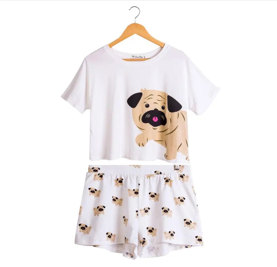 Women shots 2 Pieces Set  Crop Top Short Sleeve Shorts Elastic Waist Loose pajamas S6706 Streetsharks