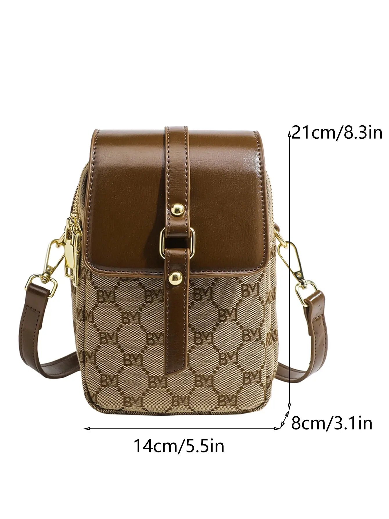 Women's checkered diagonal cross small round bag, retro contrasting flip shoulder bag Streetsharks