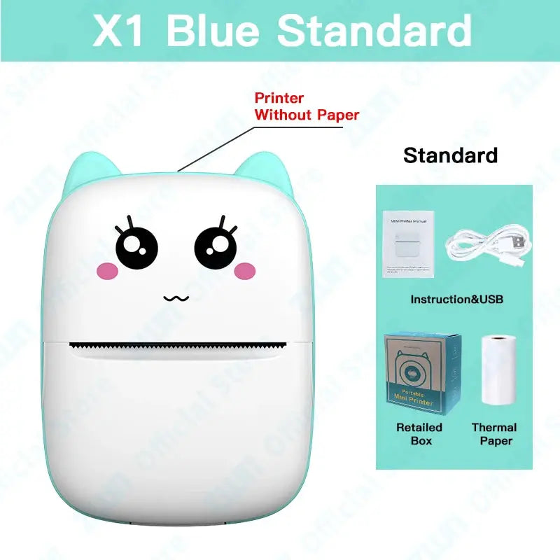 ZWN Portable Bluetooth Mini Printer Mobile Phone Photo Title Note Print Pocket Student Error Label Printer for Children's Gifts - Streetsharks