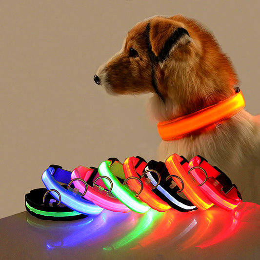 Pet Dogs Adjustable Luminous Collar For Night Safety - Striped Glow-in-the-Dark Collar For Night Walking Streetsharks