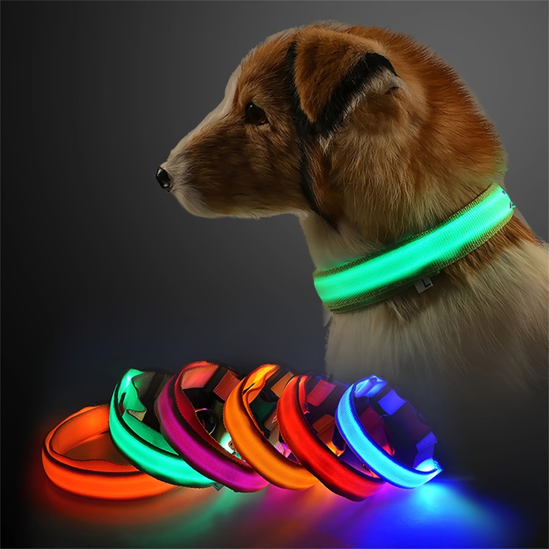 LED Glow-In-The-Dark Pet Collar For Small And Medium Dogs, Keep Your Pet Safe And Visible During Night Walks Streetsharks