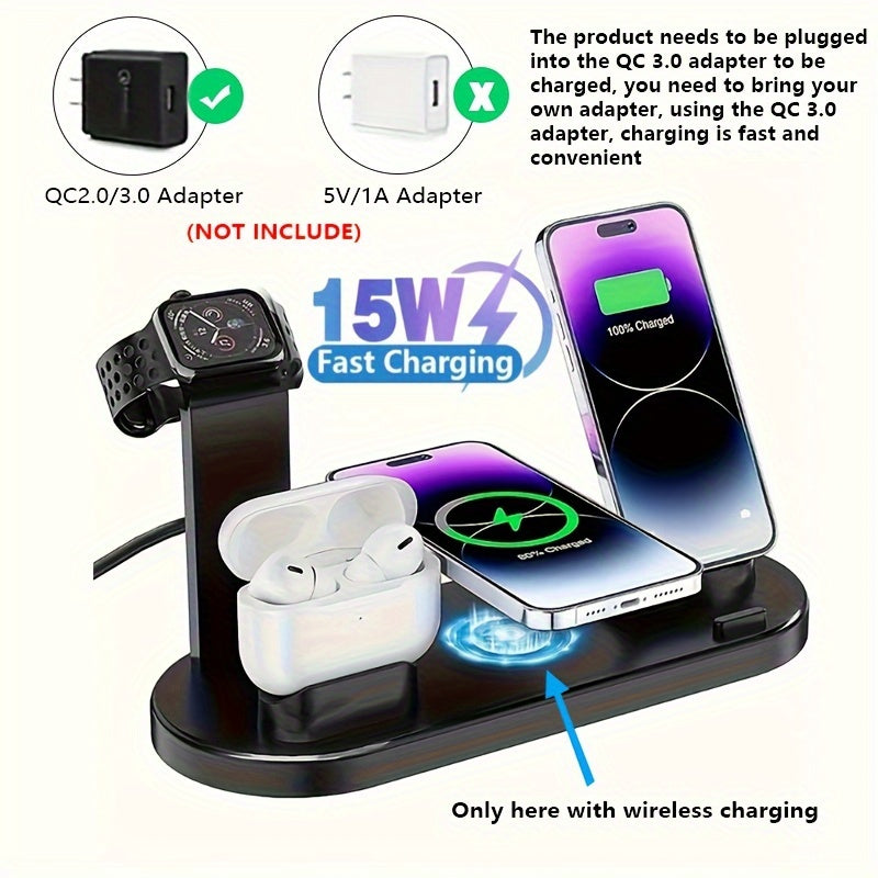 Wireless Charging Station, 3in 1 Wireless Charger Stand, Multi Fast Wireless Charging Dock for iPhone Multiple Devices for iPhone 16/ 15/ 14/ 13/ 12/11/ Pro/ Max/ X/ XS/ XR, for Airpods 3/ 2/ Pro, for Samsung S23 Ultra S22/ S Streetsharks