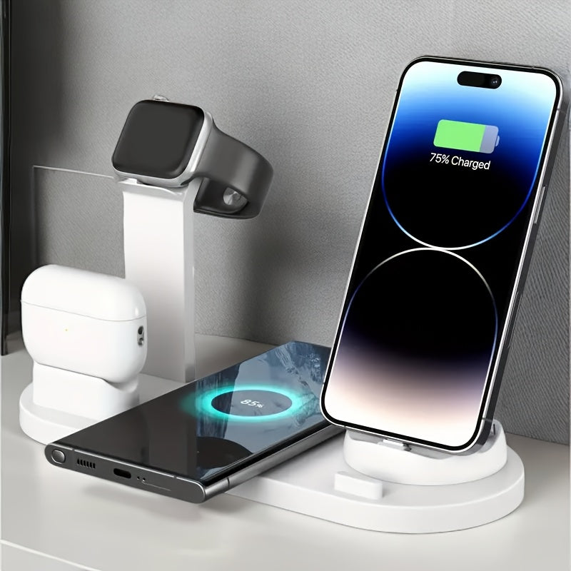 Wireless Charging Station, 3in 1 Wireless Charger Stand, Multi Fast Wireless Charging Dock for iPhone Multiple Devices for iPhone 16/ 15/ 14/ 13/ 12/11/ Pro/ Max/ X/ XS/ XR, for Airpods 3/ 2/ Pro, for Samsung S23 Ultra S22/ S Streetsharks