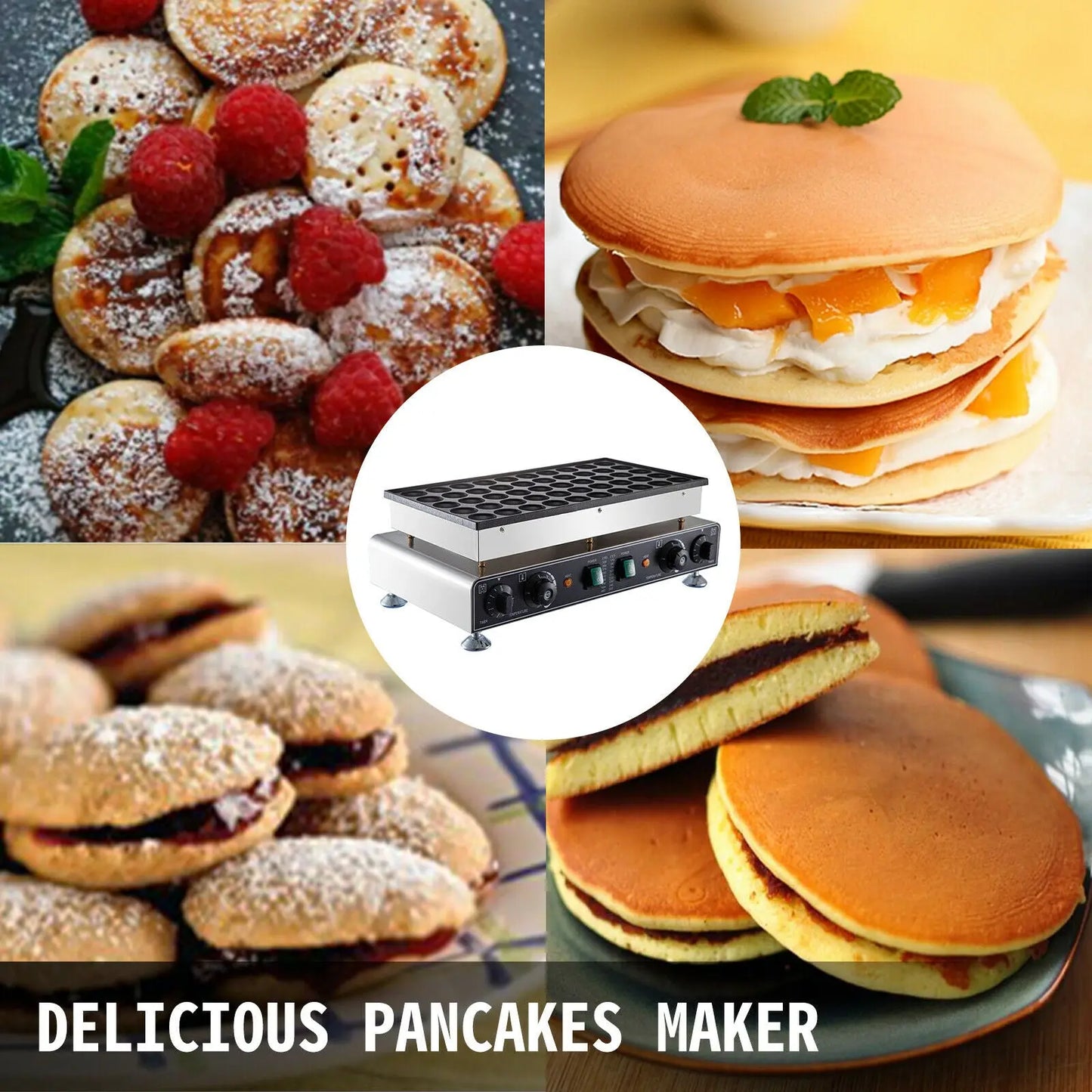 eversor Electric Waffle Maker 50PCS Mini Dutch Pancake Maker Dorayaki Machine Streetsharks