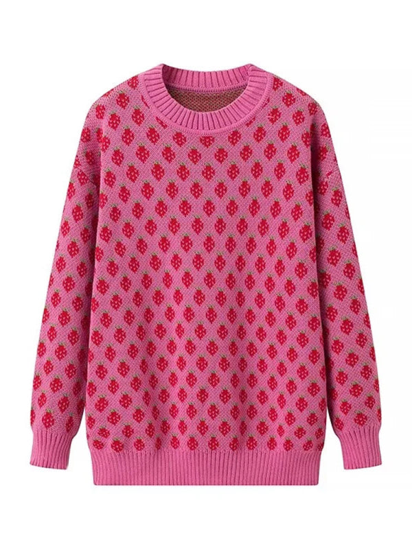 Sweet Girl Strawberry Knit Pullover kakaclo