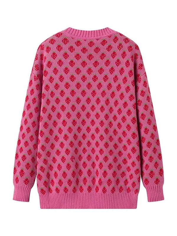 Sweet Girl Strawberry Knit Pullover kakaclo